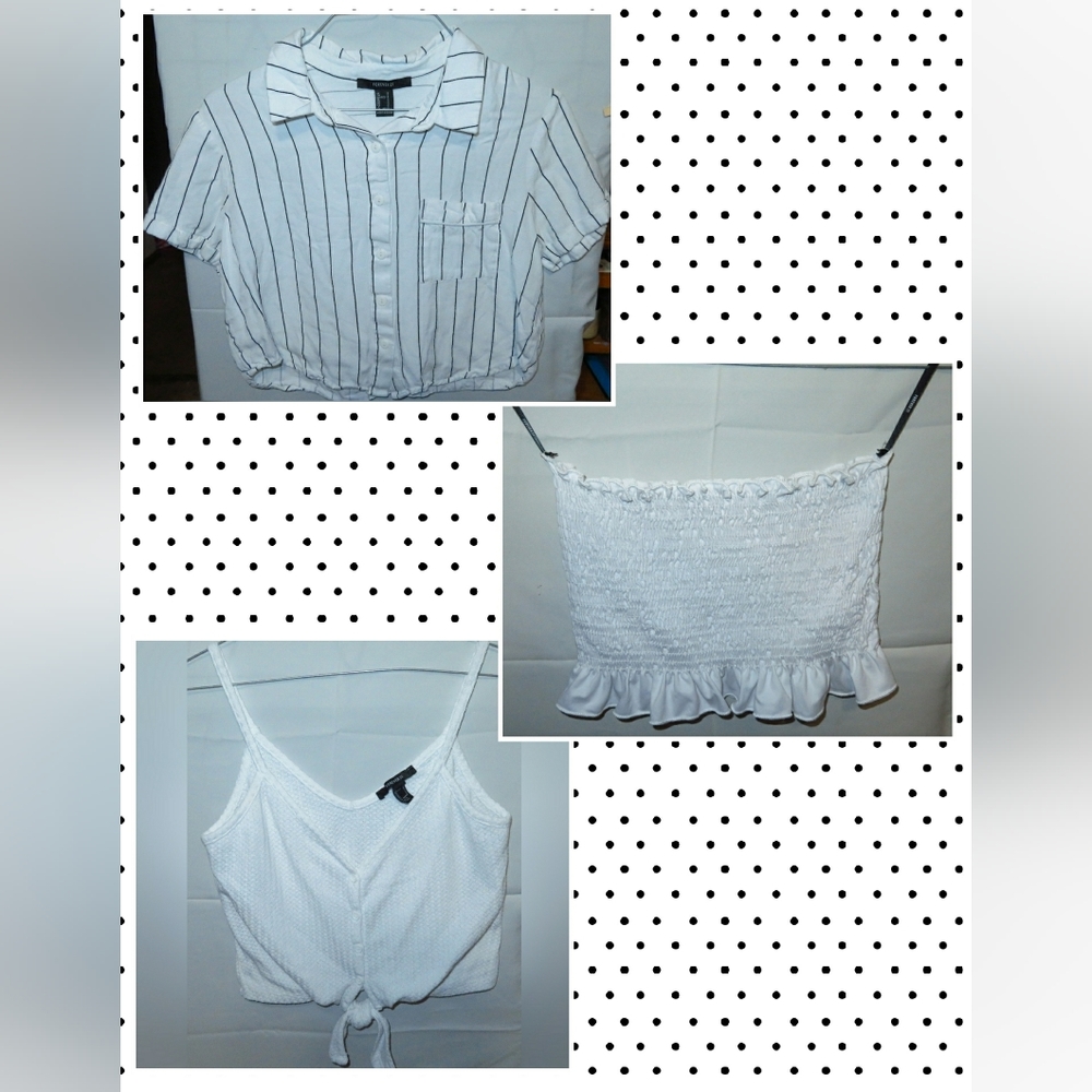 Lot of 3 Small White Forever 21 Crop/Tube Tops